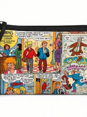 Vintage ARCHIE Comic Book Cartoon Zippered Makeup Bag Vinyl Pouch Case